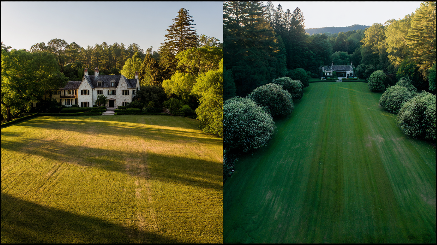 lawn fungus treatment Asheville NC showing diseased turf before and after professional care in Biltmore Forest